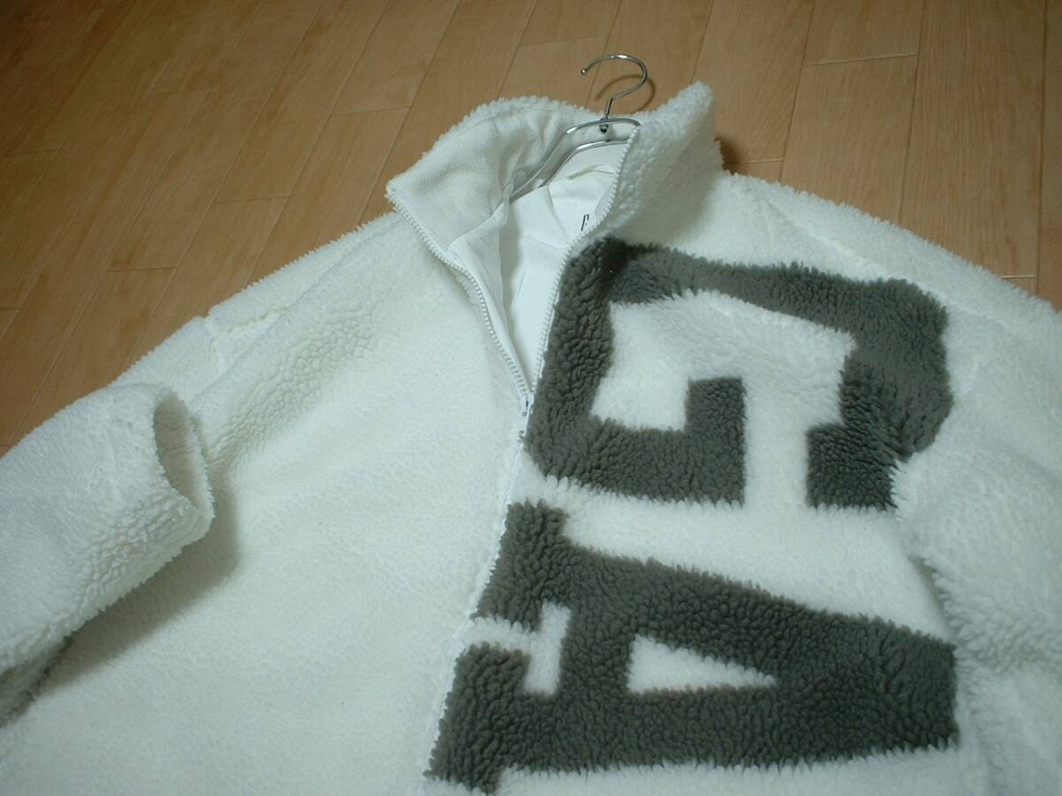 GAPビッグロゴフリースボアジャケットLリラックスシルエット正規ギャップ白ホワイトジップアップオーバーサイズブルゾン防寒アウター_画像5