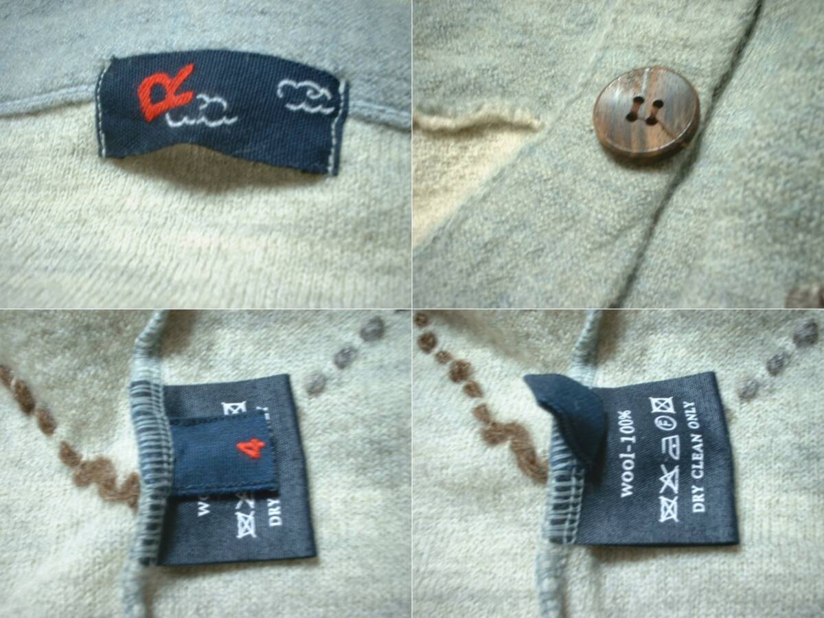  высококлассный 45RPM переключатель лоскутное шитье шерсть кардиган 4 мужской XL свитер стандартный four чай пять a-rupi- M MADE IN JAPAN серый x бежевый 