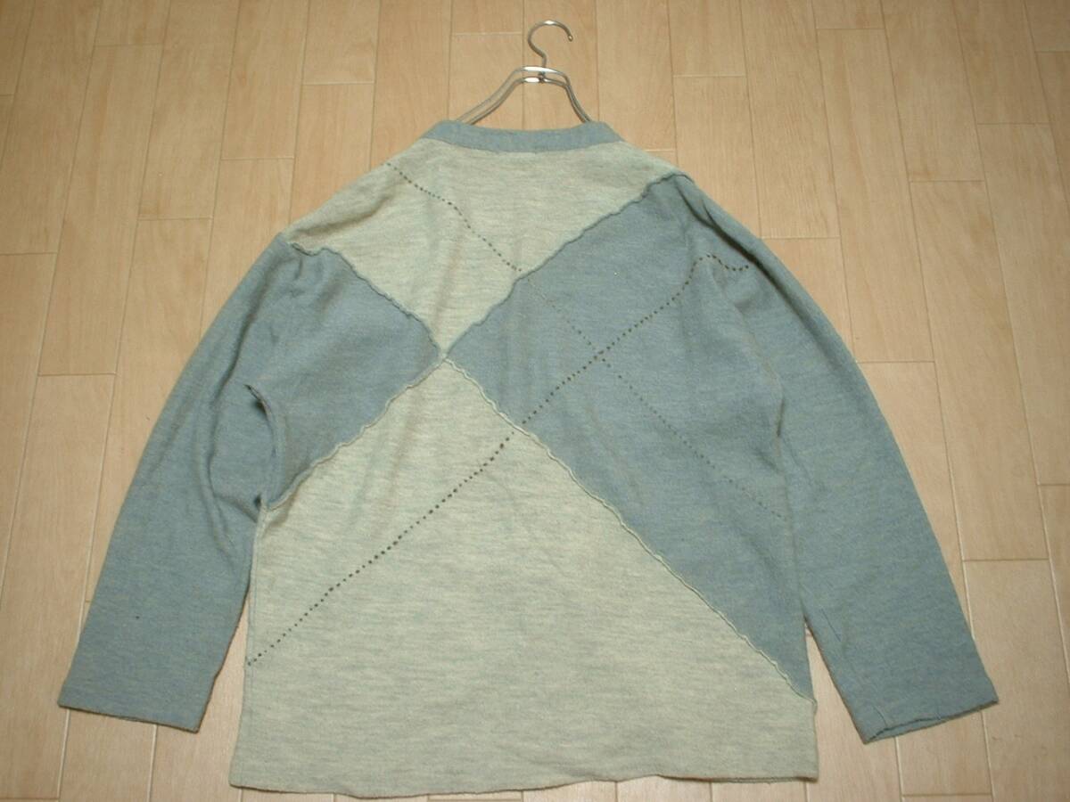  высококлассный 45RPM переключатель лоскутное шитье шерсть кардиган 4 мужской XL свитер стандартный four чай пять a-rupi- M MADE IN JAPAN серый x бежевый 