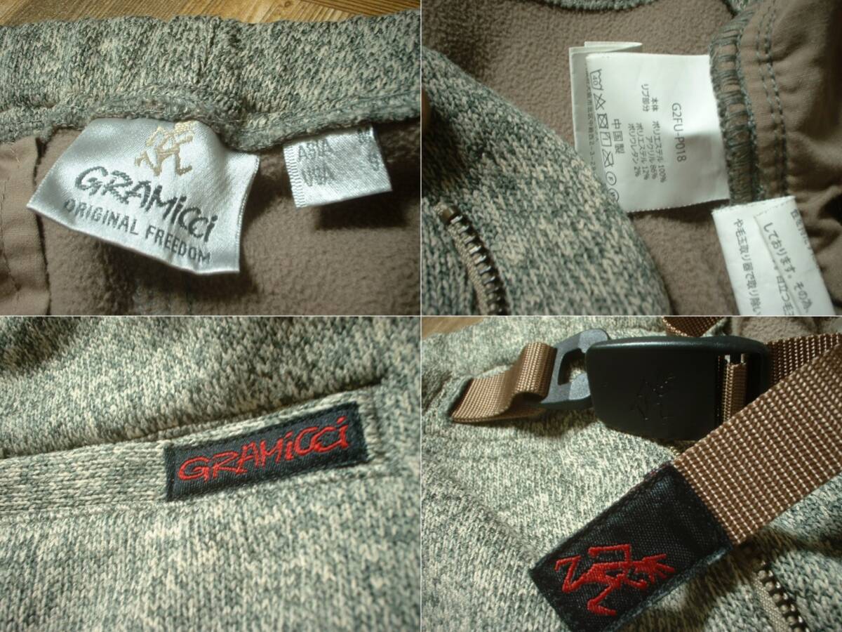 GRAMICCIボンディングニットフリースナローリブパンツ杢グレーM正規G2FU-P018グラミチ防寒ベルクロガゼット暖パンアウトドア_画像3