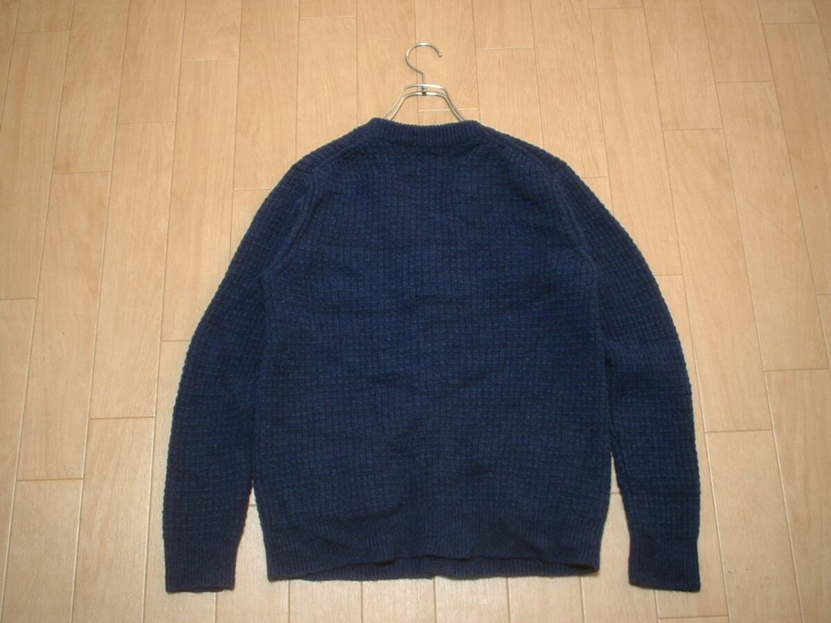 FRED PERRYワンポイント刺繍ワッフルニットウールカーディガンSネイビー正規F3161フレッドペリー紺セーターフィッシャーマンズノルディック_画像4