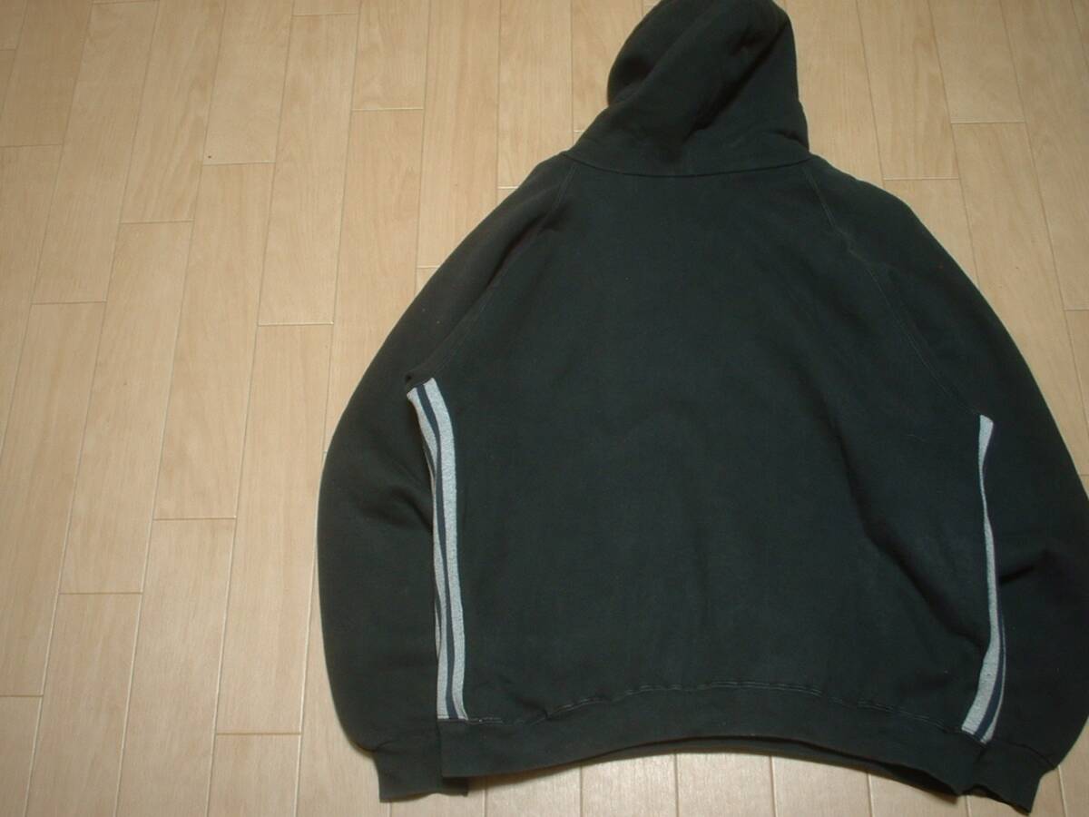 お宝USA製90sビンテージadidasワンポイントロゴ&脇腹3ラインスウェットパーカーLアディダス米国製トラックジャケットトレフォイルジャージ_画像2