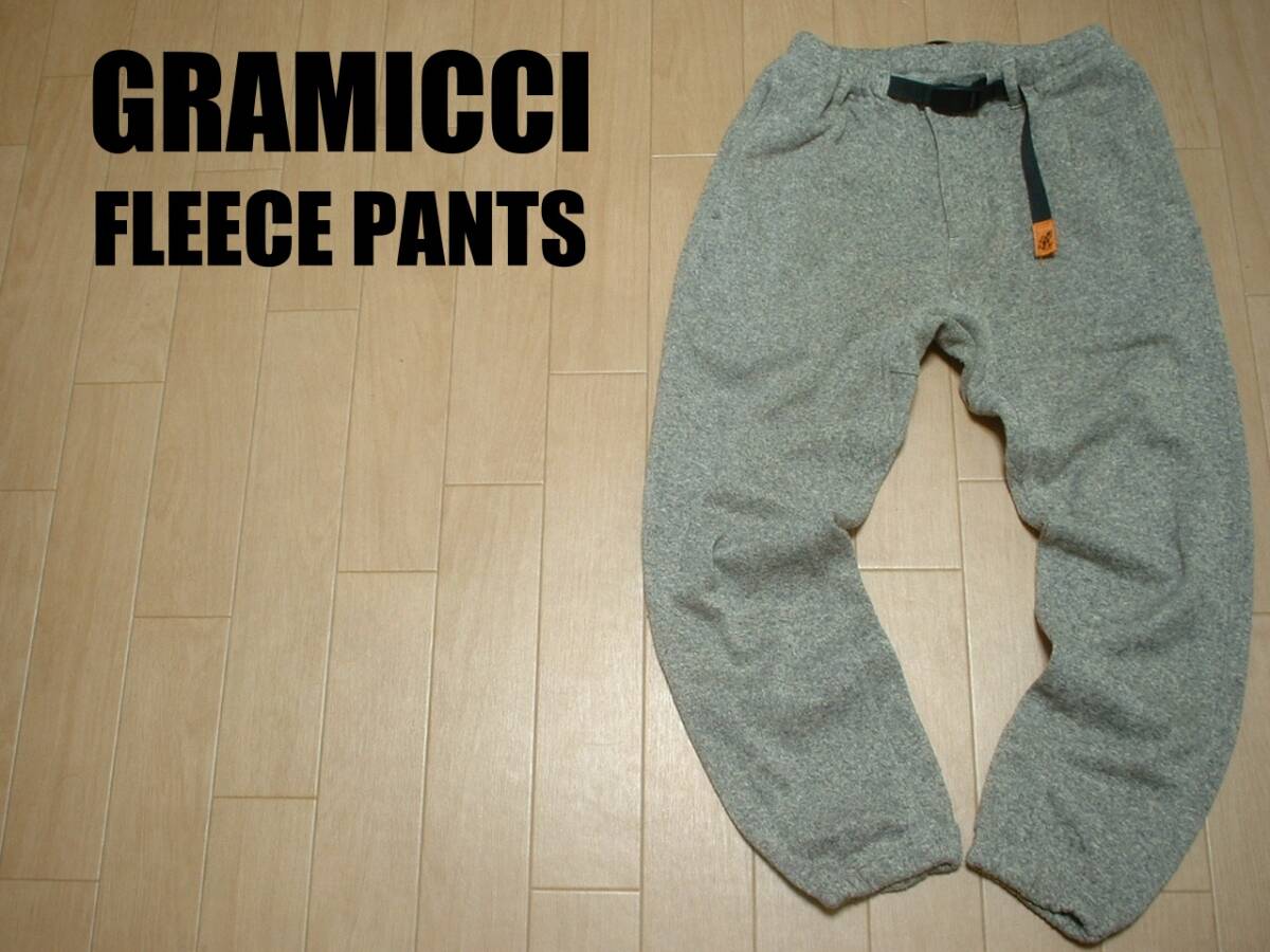 GRAMICCIフリースパンツ杢グレーMクライミングクロップド正規GMP-17F925グラミチ防寒ベルクロガゼット暖パンアウトドア_画像1