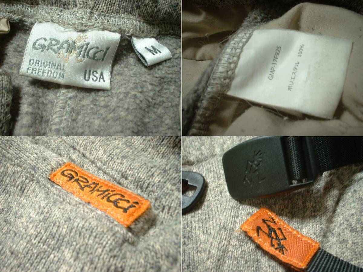 GRAMICCIフリースパンツ杢グレーMクライミングクロップド正規GMP-17F925グラミチ防寒ベルクロガゼット暖パンアウトドア_画像3