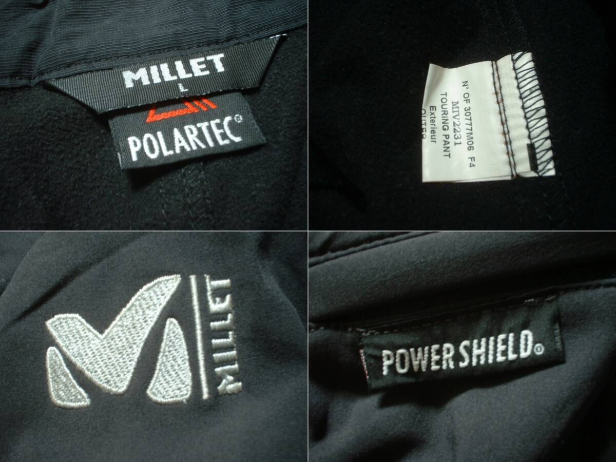 MILLET POLARTEC POWER SHIELDツアリングパンツ美品L正規MIV2231ミレーTOURING PANTポーラーテックパワーシールド雪山スノボスノーガード_画像3