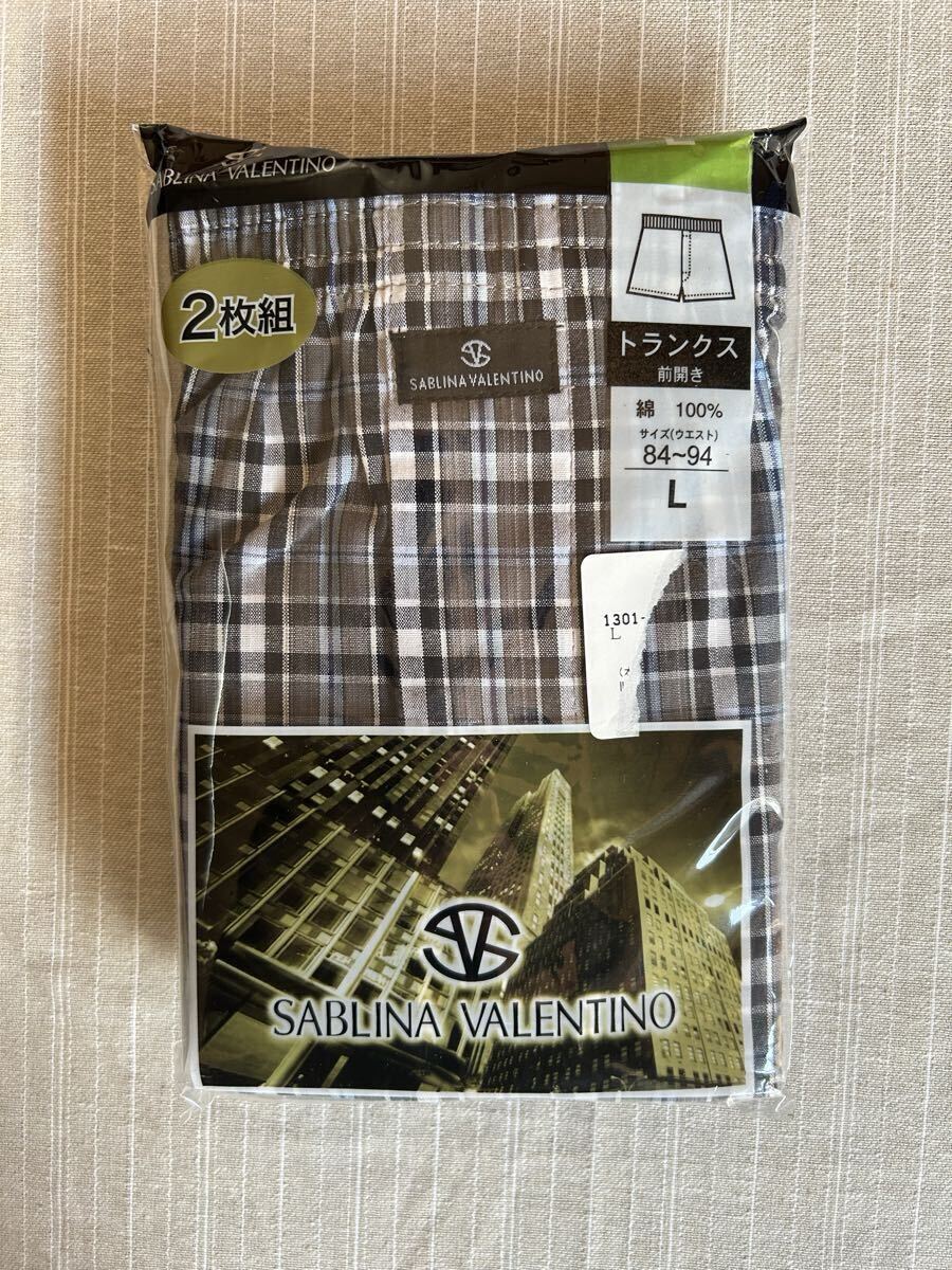 新品未開封　サブリナ ヴァレンティノ　SABLINA VALENTINO メンズトランクス　2枚組　前開き　L チェック柄 紳士_画像1