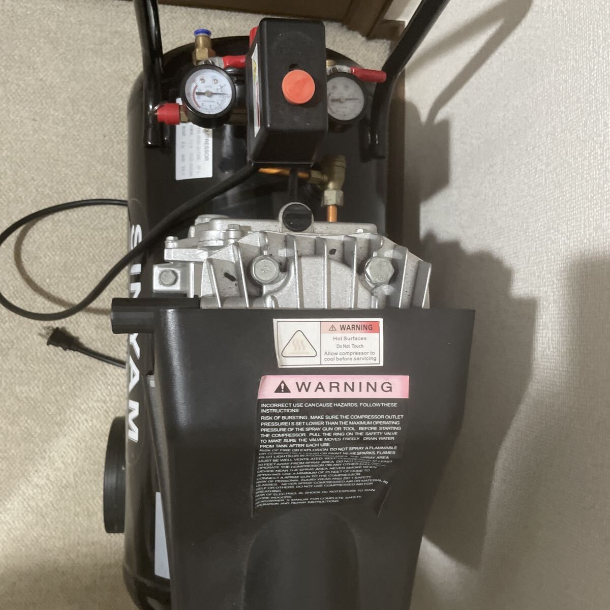 Sinyam 50L エアーコンプレッサー 電動 3HP 良好動作品_画像5
