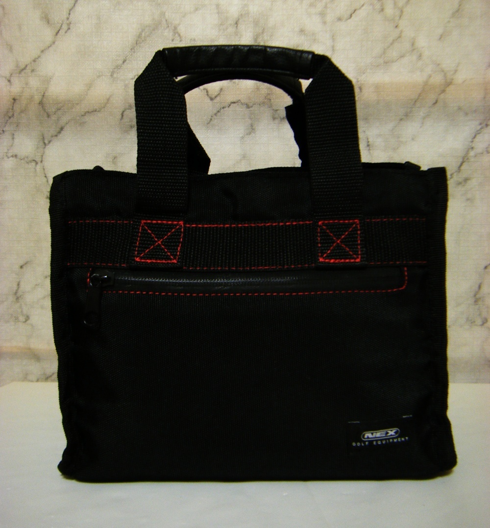 ポリキャンバス地/良品〇NEX GOLF 多目的カートバッグ 裏地付き ブランドロゴ 黒色_画像2