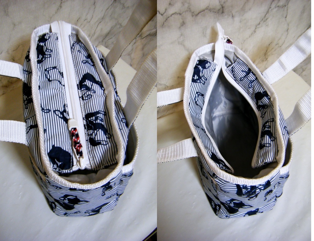 ニューバランス New Balance GOLF 多目的カートバッグ 総柄 裏地付き ブランドロゴ ライトグレー＆ネイビー_画像5