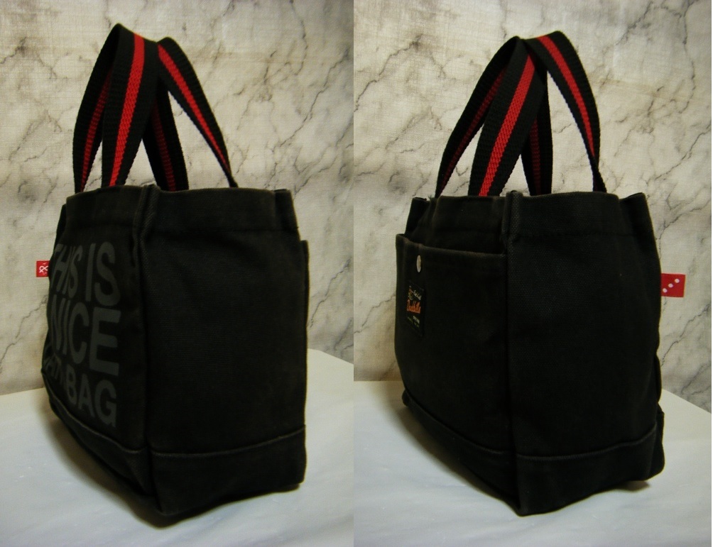 帆布/良質品〇ラフアンドスウェル rough ＆ swell 多目的カートバッグ ブランドロゴ 黒色_画像4