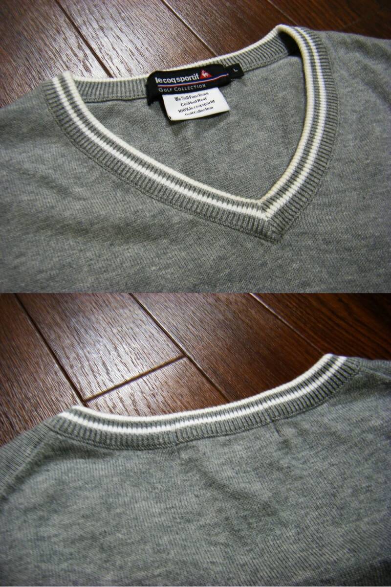 超伸縮/良品〇ルコックGOLF ベスト L 刺しゅうロゴ グレー_画像4