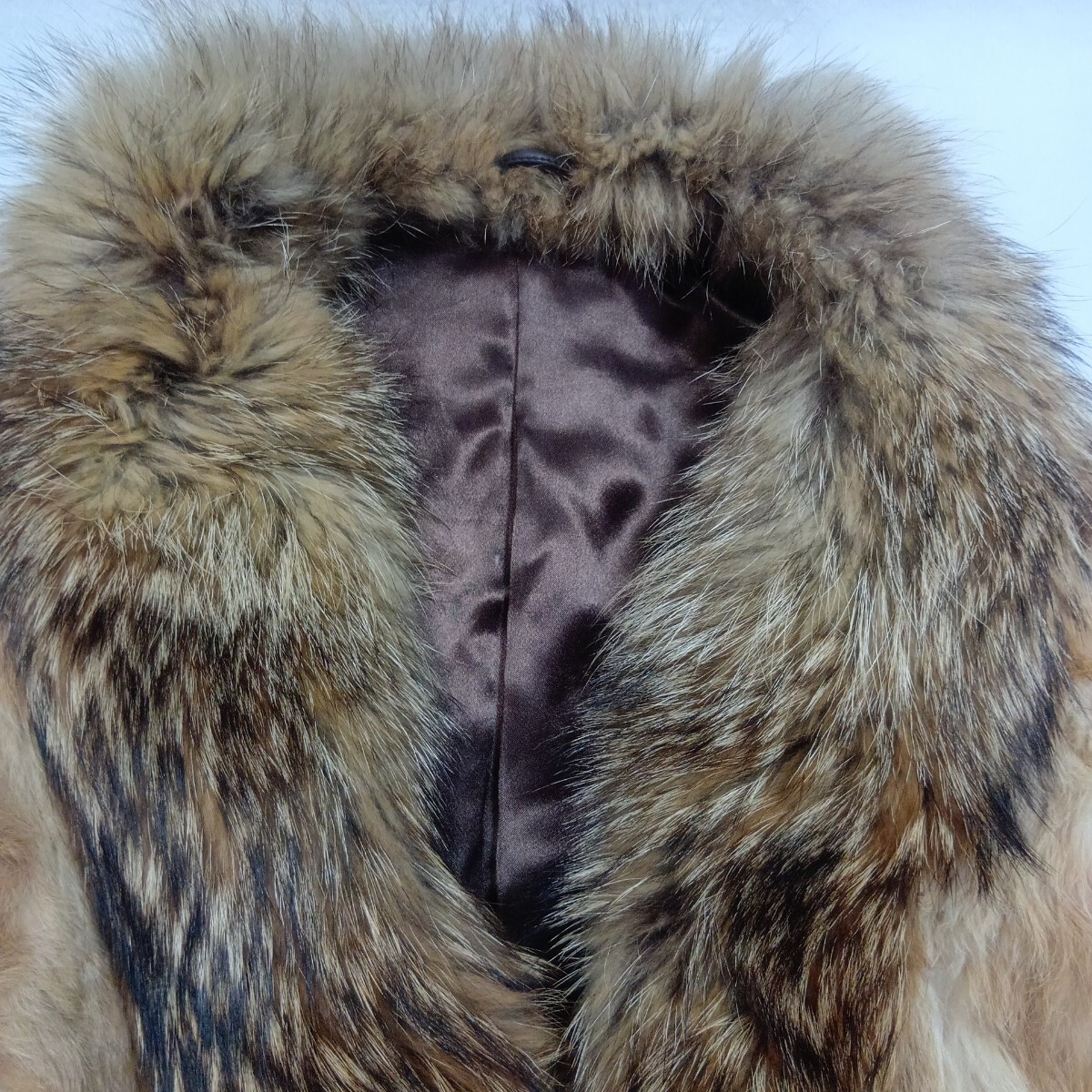 B2387 ラビット リアルファー ハーフコート 毛皮 ブラウン レディース フリーサイズ アウター ジャケット 中古 y2k 同梱不可_画像2