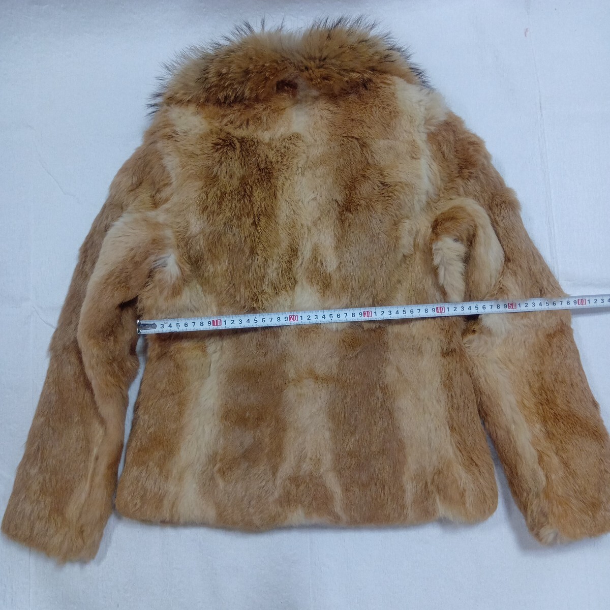 B2387 ラビット リアルファー ハーフコート 毛皮 ブラウン レディース フリーサイズ アウター ジャケット 中古 y2k 同梱不可_画像3