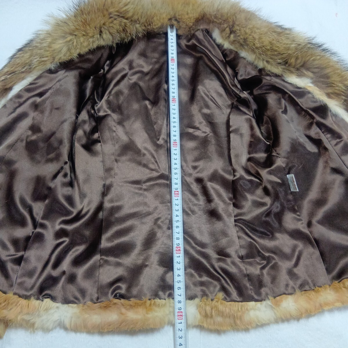 B2387 ラビット リアルファー ハーフコート 毛皮 ブラウン レディース フリーサイズ アウター ジャケット 中古 y2k 同梱不可_画像4