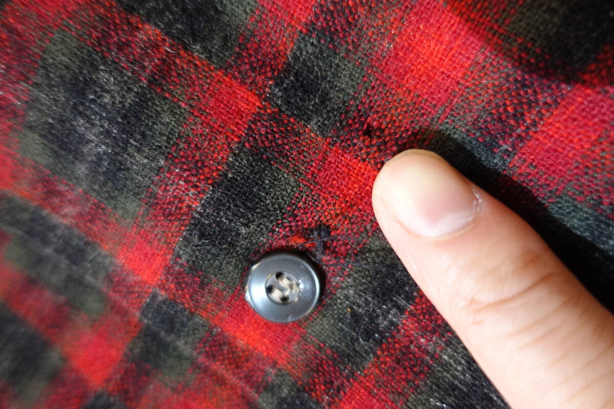 ペンドルトン　50’ｓ　50年代　ウールシャツ　チェックシャツ　美品　サイズＭ　ヴィンテージ　赤ダークグレーベース_画像8