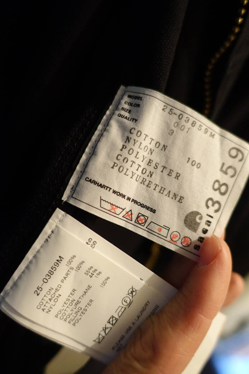 サカイ sacai × カーハート ジャケット 状態良好 サイズ3 25AW 2025AW 25-03859M 2520803859_画像3