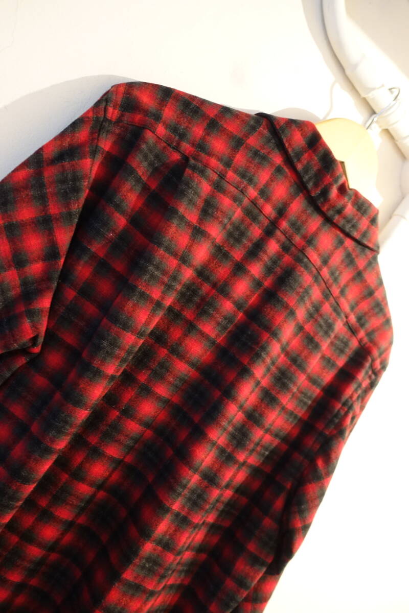 ペンドルトン　50’ｓ　50年代　ウールシャツ　チェックシャツ　美品　サイズＭ　ヴィンテージ　赤ダークグレーベース_画像6