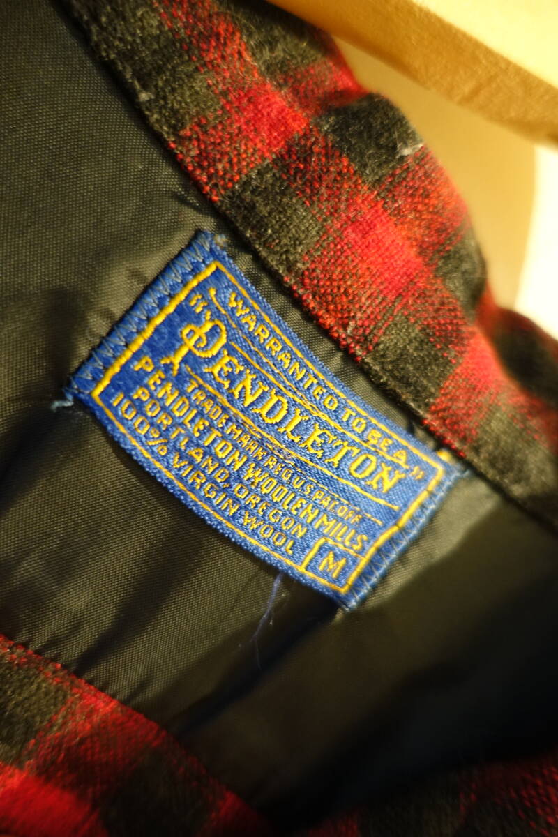 ペンドルトン　50’ｓ　50年代　ウールシャツ　チェックシャツ　美品　サイズＭ　ヴィンテージ　赤ダークグレーベース_画像3