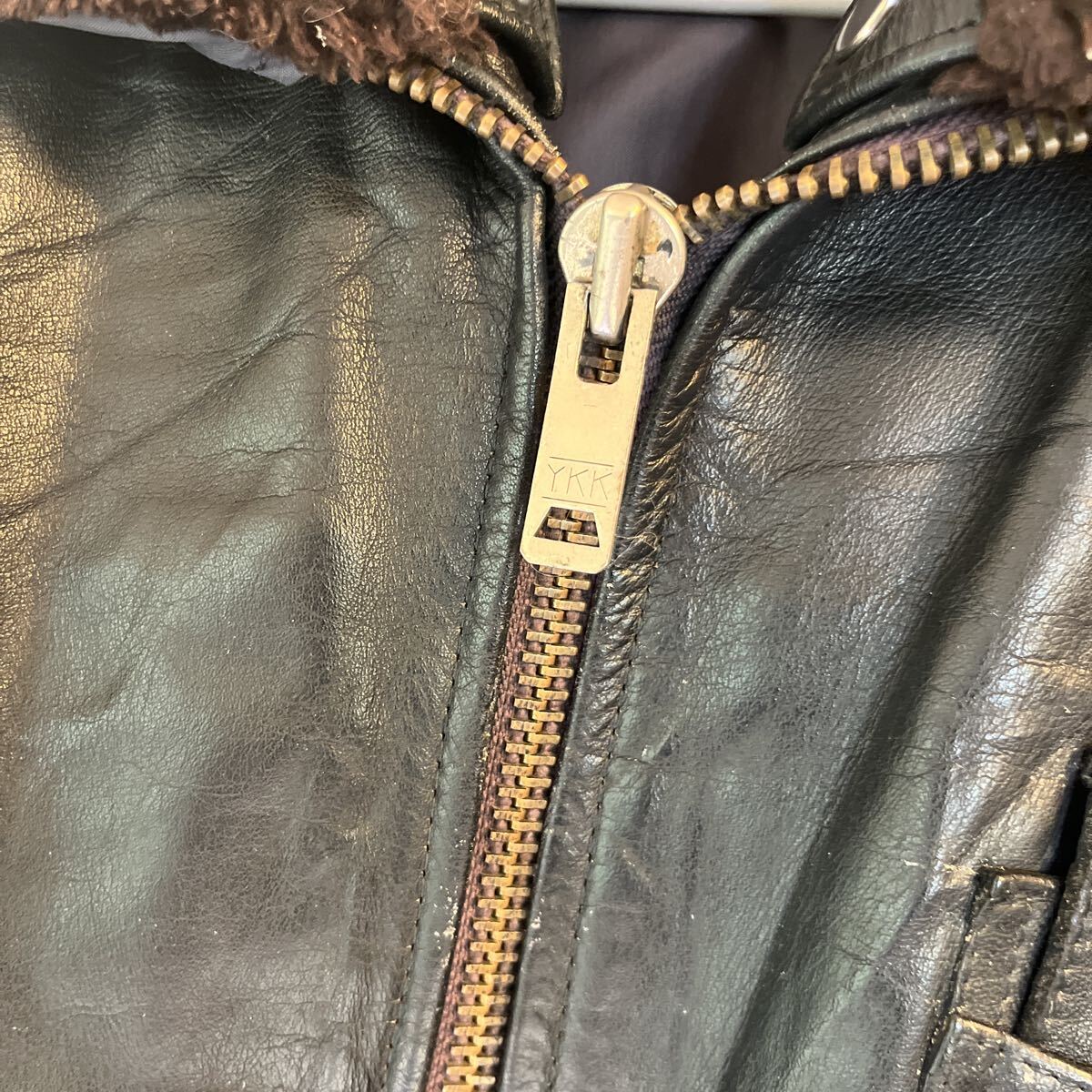 フランス軍 パイロットレザージャケット フライトジャケット 本革 ヴィンテージ 80s レザー G-1 民間品_画像4