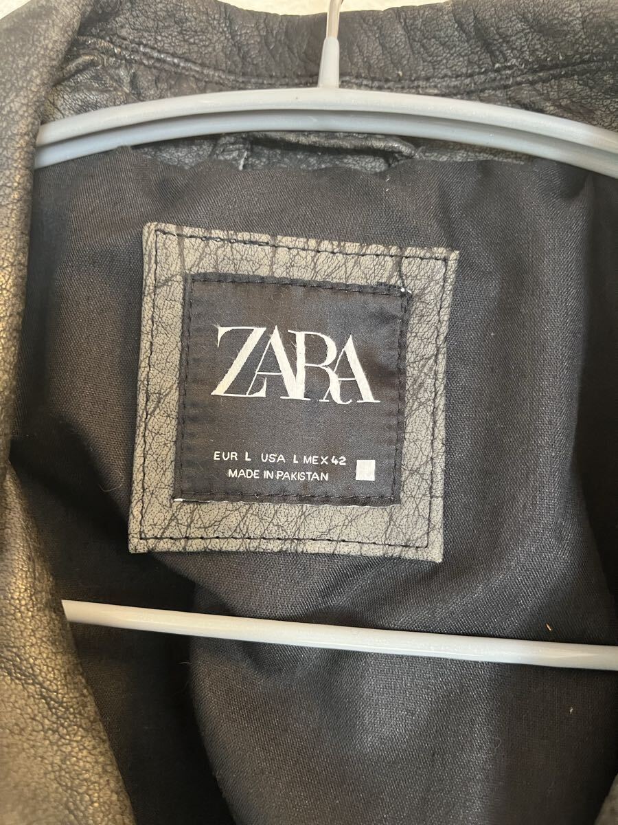 ZARA ダブル ライダースジャケット ザラ レザージャケット 黒ビンテージ加工 くすみ ダブルライダースジャケット_画像4