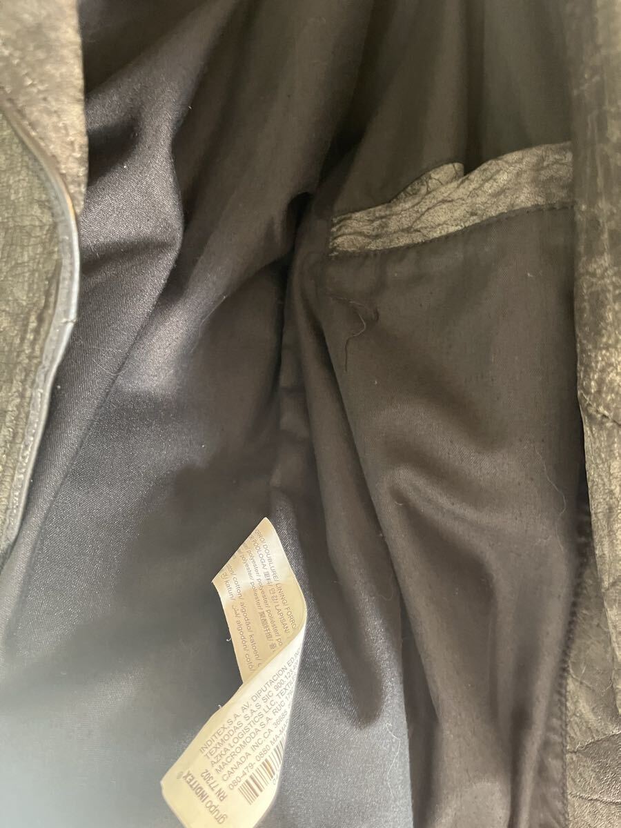 ZARA ダブル ライダースジャケット ザラ レザージャケット 黒ビンテージ加工 くすみ ダブルライダースジャケット_画像5