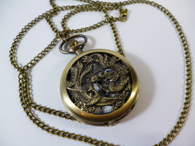 ф 懐中時計 龍に鳳凰 ネックレス ф 時計 龍 鳳凰 帯 飾り 龍と鳳凰_画像5