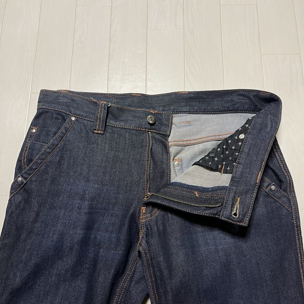 インターメッツォ ジーンズ デニムパンツ ストレッチ ジーパン 革パッチ インディゴ 濃紺_画像4