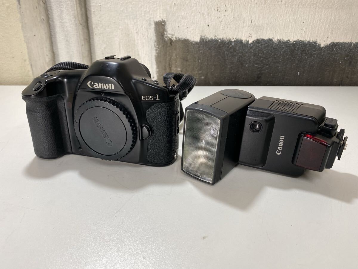 j2080 Canon EOS-1 ボディ 一眼レフカメラ キャノン フィルムカメラ Canon スピードライト 430EZ 動作未確認　現状品_画像1