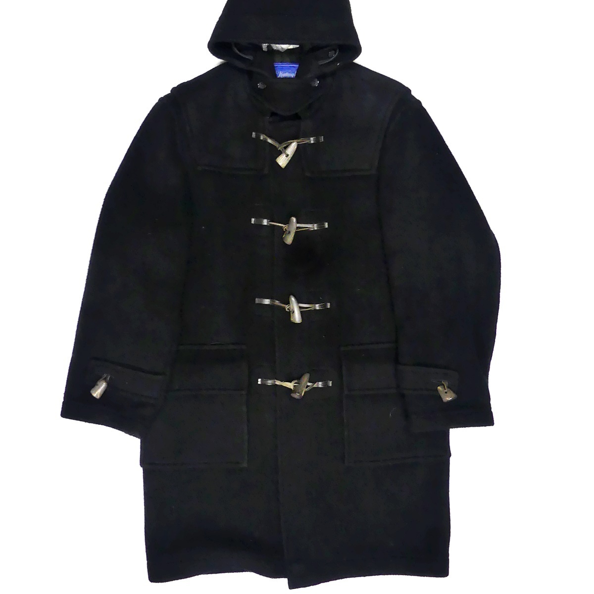 即決★英国製 Hartingdon House★メンズM ダッフルコート ハーリントンハウス 38 黒 チェック 通勤 ジャケット ウール ロングコート_画像2