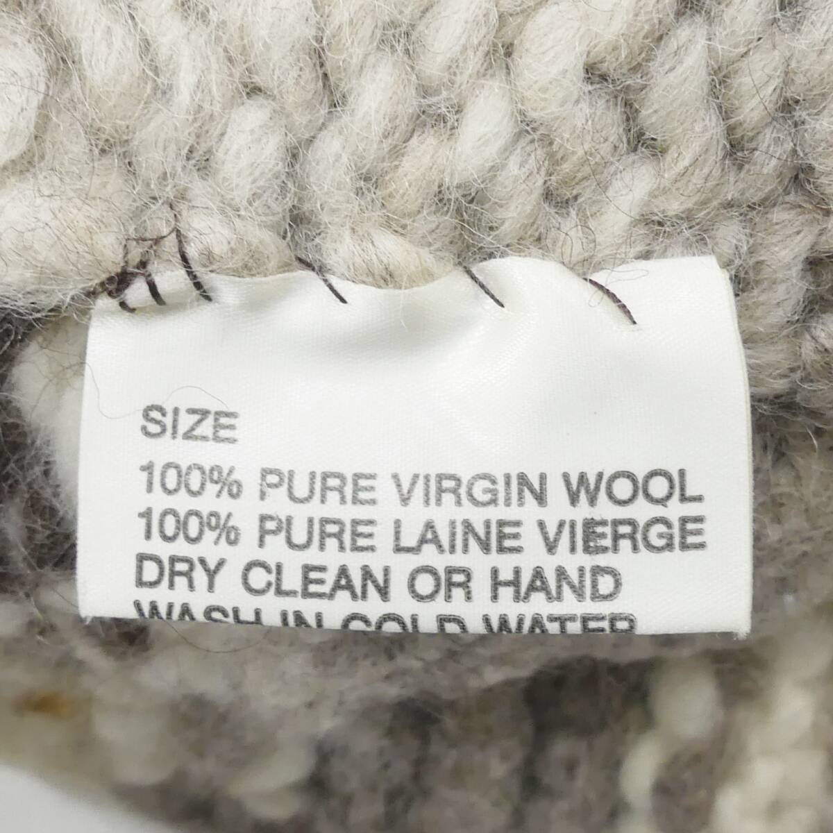 即決★カナダ製 KANATA★メンズ XL位 カウチンセーター カナタ 茶 ベージュ 生成り ウール ニット セーター メープルボタン ハンドニット_画像6