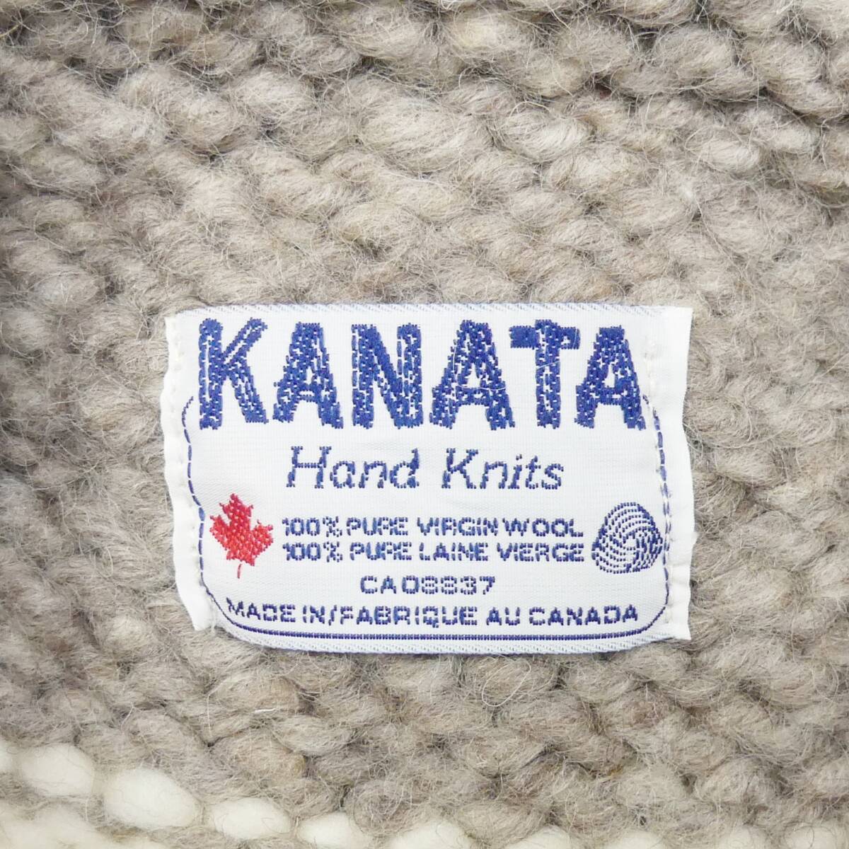 即決★カナダ製 KANATA★メンズ XL位 カウチンセーター カナタ 茶 ベージュ 生成り ウール ニット セーター メープルボタン ハンドニット_画像7