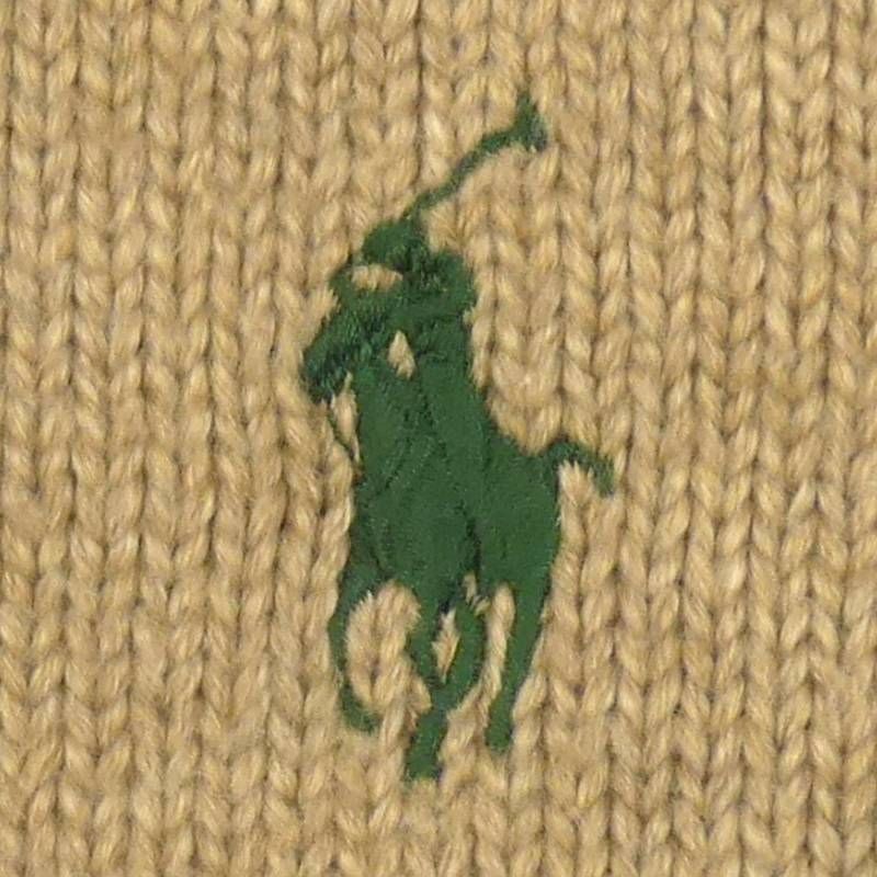 即決★POLO RALPH LAUREN★メンズ M ニット セーター ラルフローレン 茶 ベージュ ハーフジップ ポニー刺 長袖_画像4
