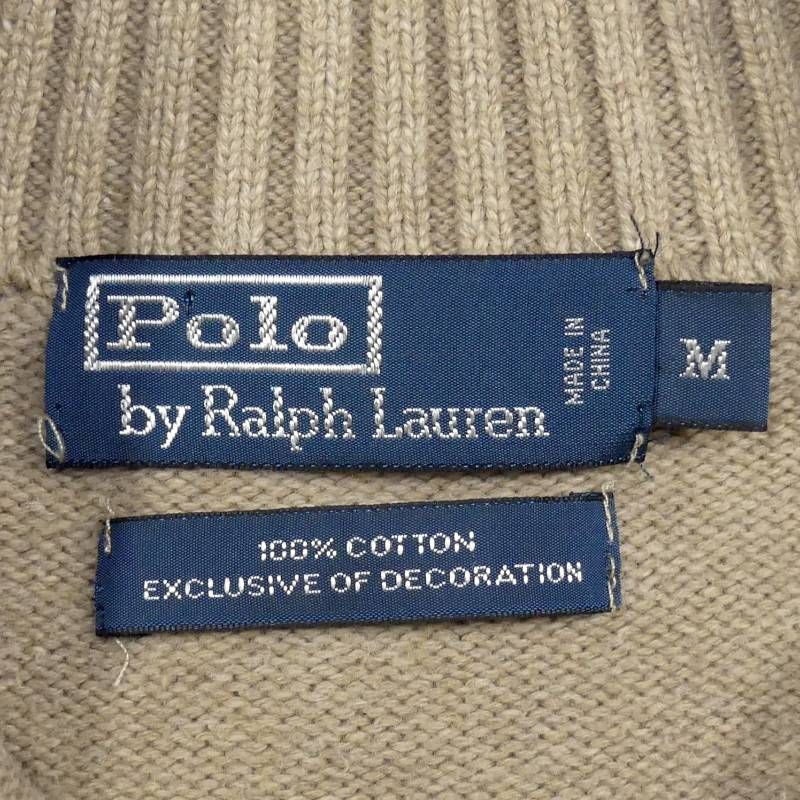 即決★POLO RALPH LAUREN★メンズ M ニット セーター ラルフローレン 茶 ベージュ ハーフジップ ポニー刺 長袖_画像5