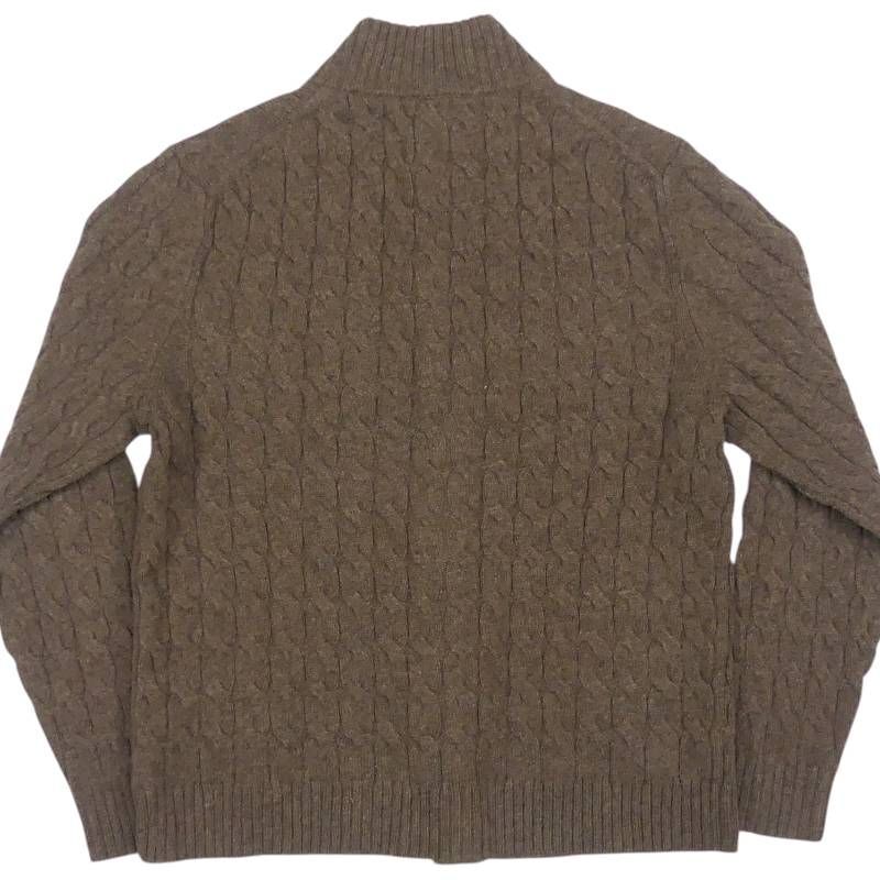 即決★Brooks Brothers★メンズ L カーディガン ニット セーター ブルックスブラザーズ イタリアンヤーン ケーブル編み 茶 長袖 シャツ_画像2