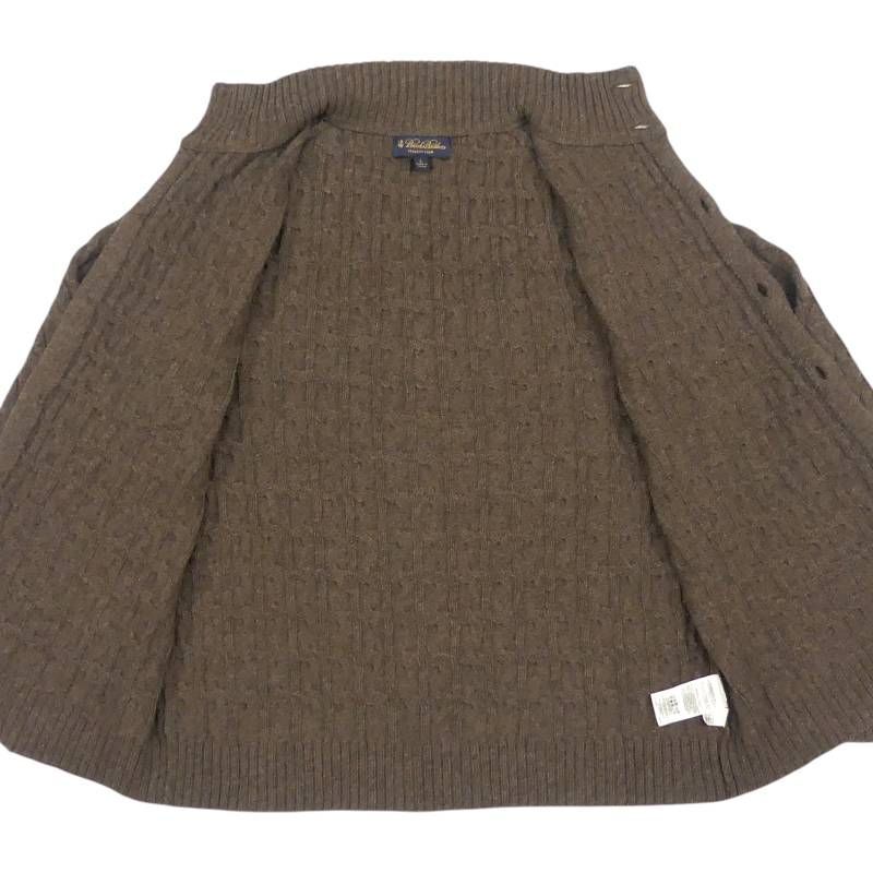 即決★Brooks Brothers★メンズ L カーディガン ニット セーター ブルックスブラザーズ イタリアンヤーン ケーブル編み 茶 長袖 シャツ_画像4