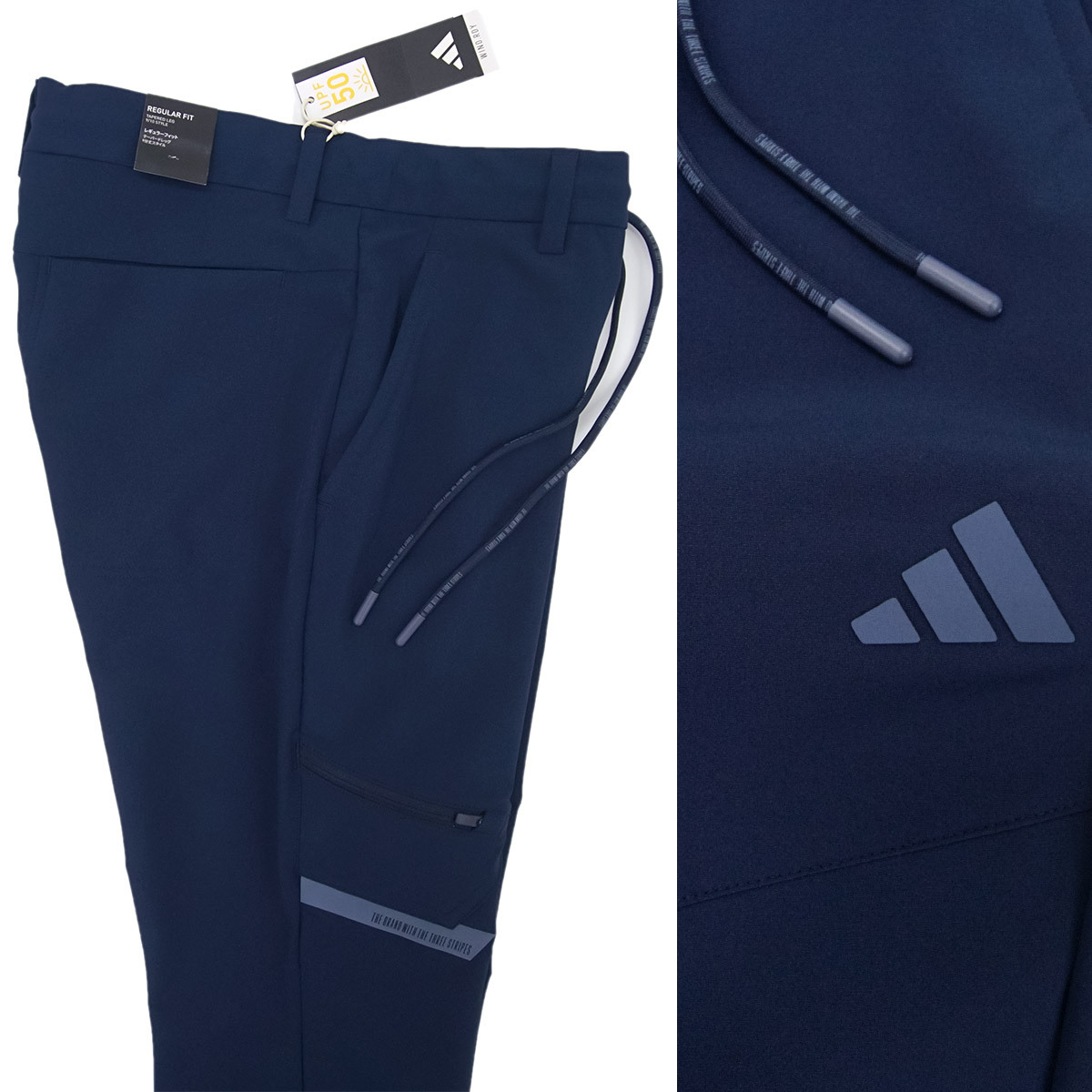 [新品]アディダス ゴルフ【92】秋冬 アンクル丈 EXスーパーストレッチ 高機能 ゴルフ パンツ 透湿 撥水 防風 ウエストゴム 紺 ADIDAS GOLF_画像2