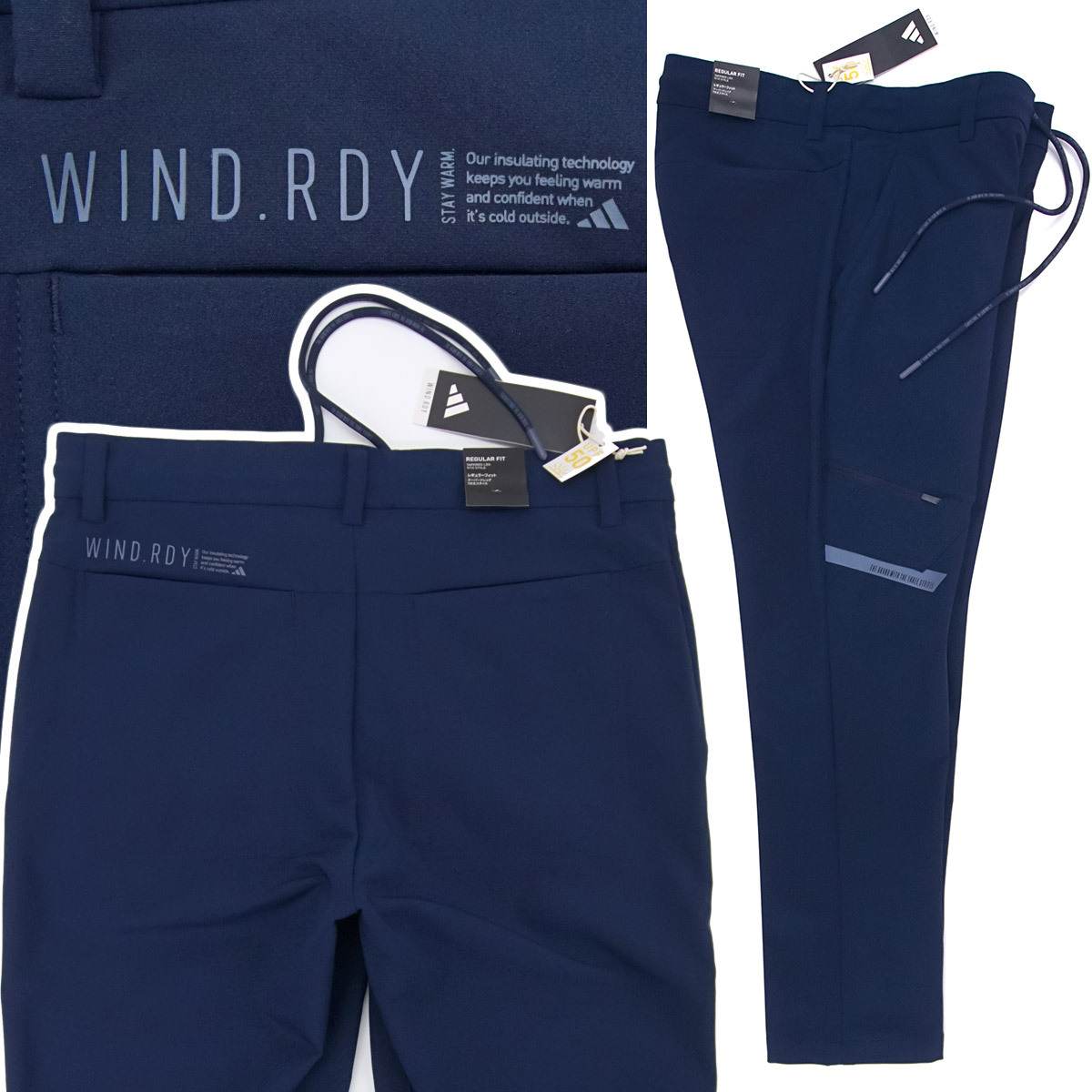 [新品]アディダス ゴルフ【92】秋冬 アンクル丈 EXスーパーストレッチ 高機能 ゴルフ パンツ 透湿 撥水 防風 ウエストゴム 紺 ADIDAS GOLF_画像10