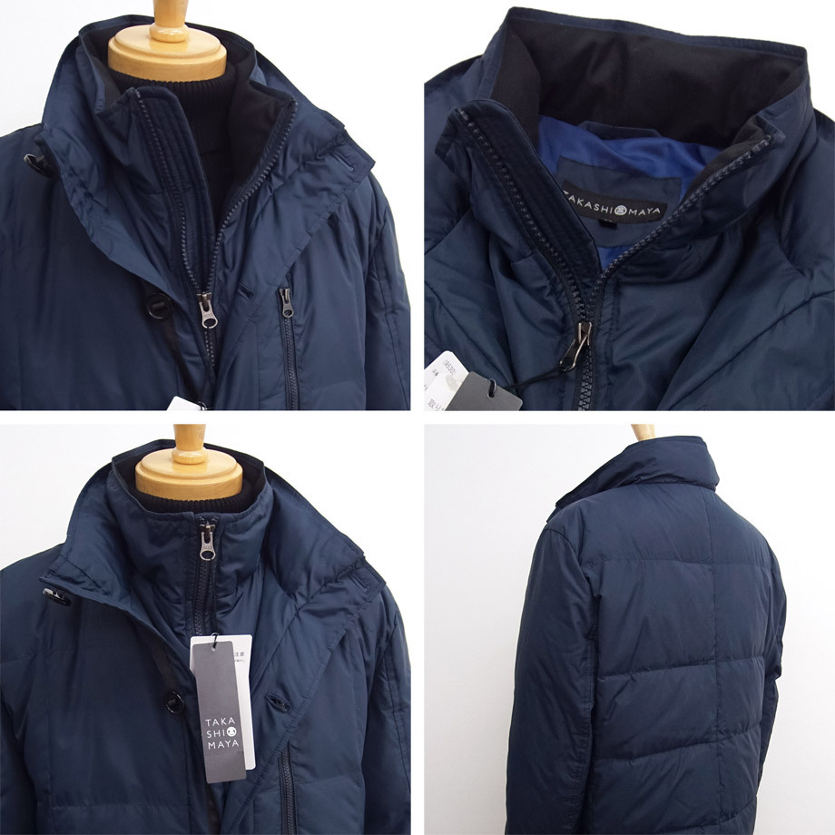 [新品]高島屋【3L (XXL)】ダウン90％ 秋冬 ロング ダウンコート ふんわり軽くて暖か 胴回りはゆったり オンオフ兼用 百貨店 紺 Takashimaya_画像4