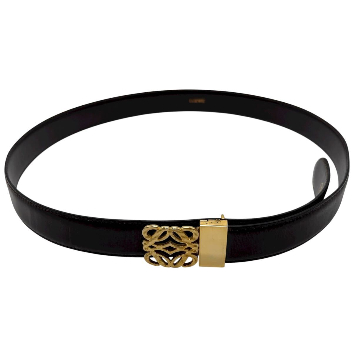 【美品/最高級】LOEWE ロエベ ベルト アナグラム デカロゴ レザー ブラック 黒 ゴールド金具 通勤 通学 ビジネス メンズ 3cm幅_画像7