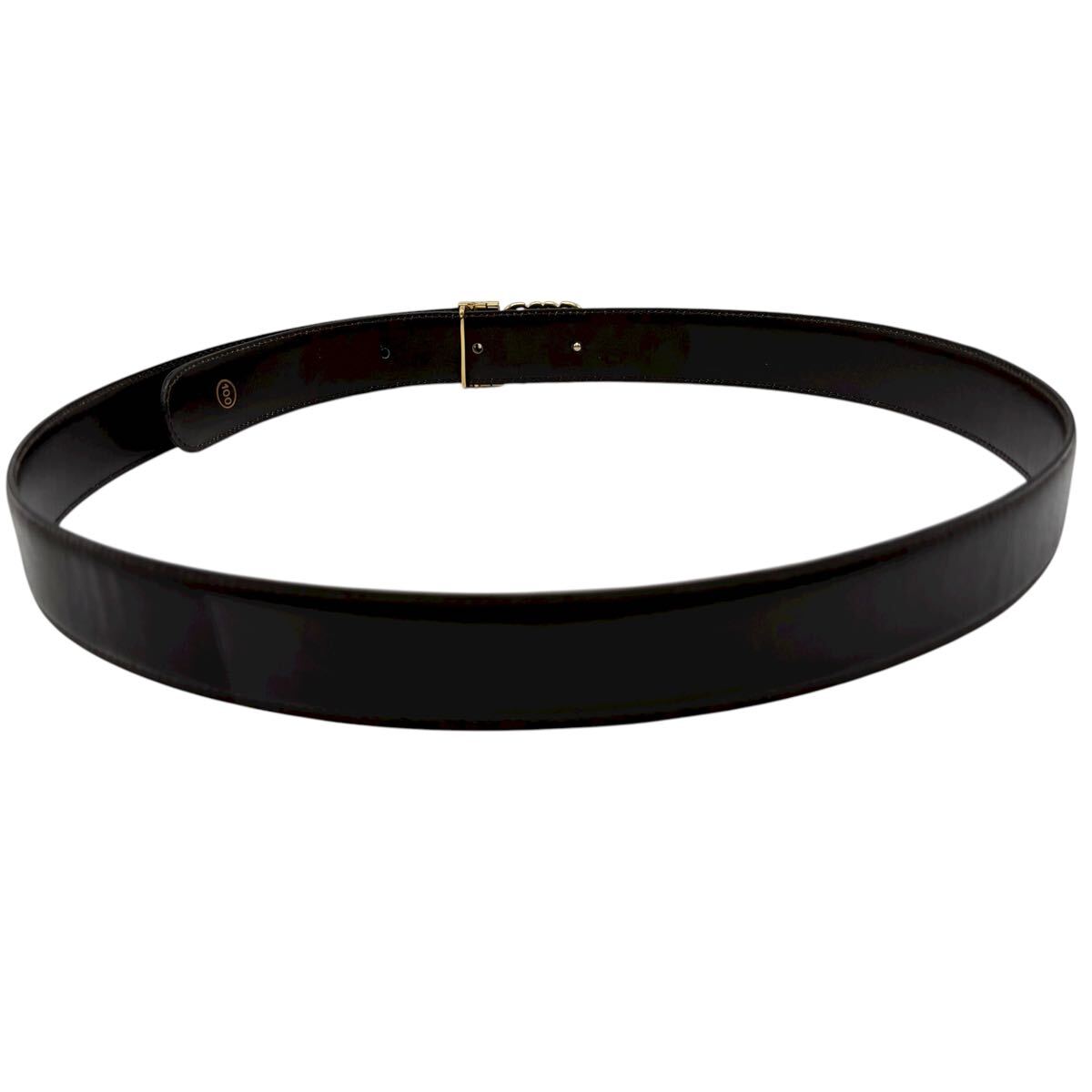 【美品/最高級】LOEWE ロエベ ベルト アナグラム デカロゴ レザー ブラック 黒 ゴールド金具 通勤 通学 ビジネス メンズ 3cm幅_画像8