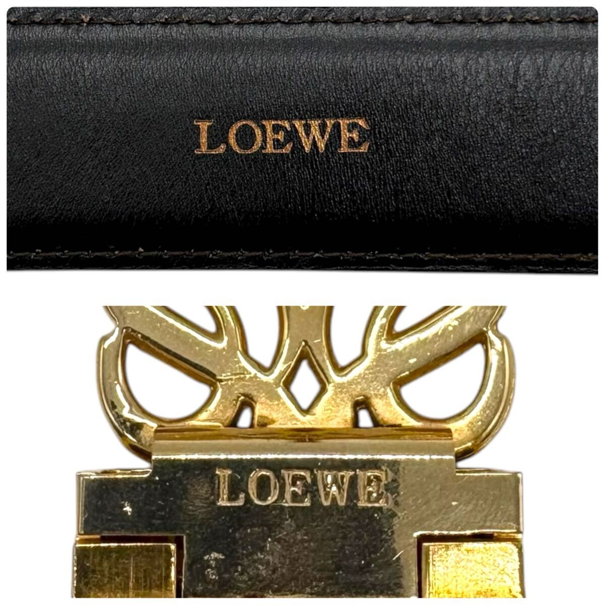 【美品/最高級】LOEWE ロエベ ベルト アナグラム デカロゴ レザー ブラック 黒 ゴールド金具 通勤 通学 ビジネス メンズ 3cm幅_画像9