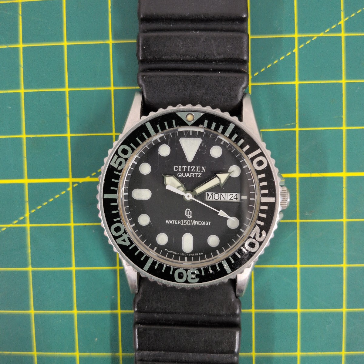 ★動作確認済オールドCITIZEN QUARTZダイバー腕時計WATER150M RESIST 1251-212452 Y 111936 45-9011 GN-4-S JAPANヴィンテージ★_画像1