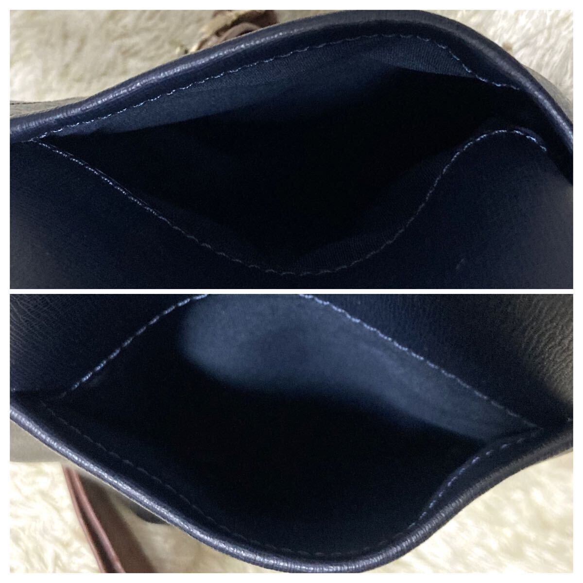 1 иен ~ превосходный товар Paul Smith Paul Smith сумка на плечо кожа темно-синий цвет блок мужской женский сумка "body" наклонный ..