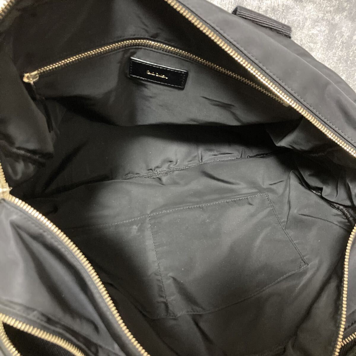 1 иен ~ прекрасный товар Paul Smith мужской портфель сумка на плечо кожа нейлон черный бизнес 2way ходить на работу посещение школы мульти- полоса 