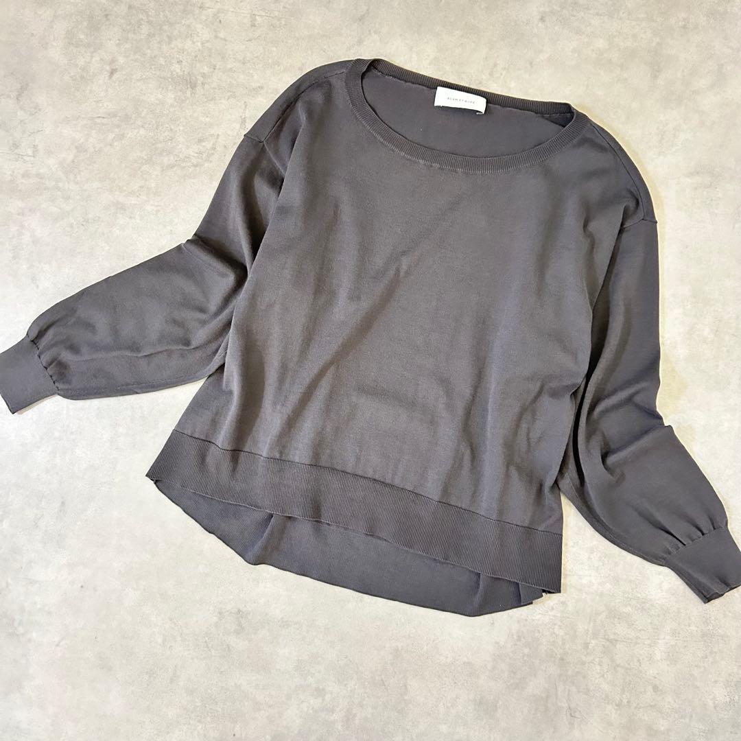 【ADAM ET ROPE】上品スモーキーブラウトップス／ゆったり38（M相当）_画像2