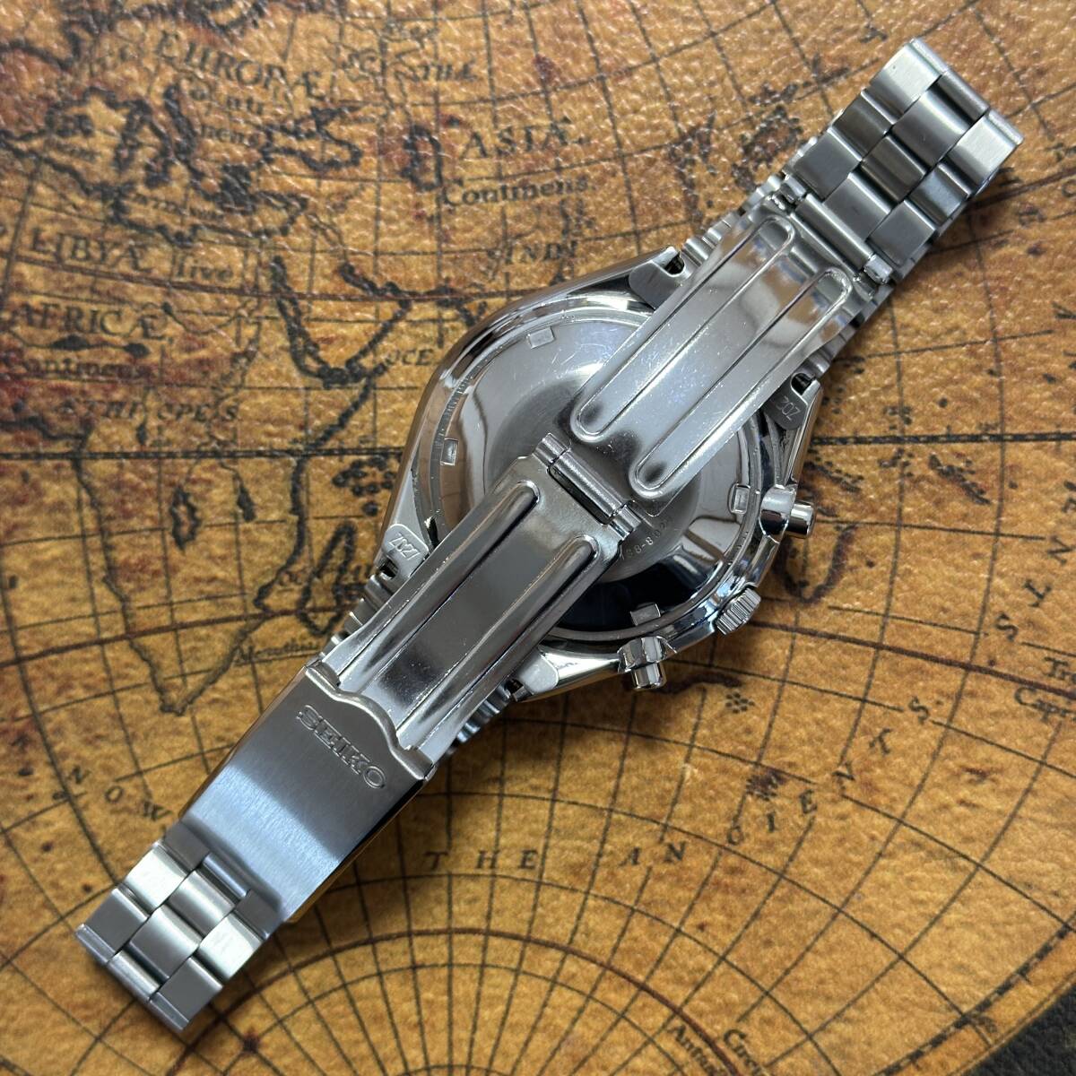OH済★セイコー パンダ 白黒 6138-8020 クロノグラフ 日本語★ビンテージ時計 アンティーク時計 腕時計 自動巻き★スピードタイマー★1477_画像6