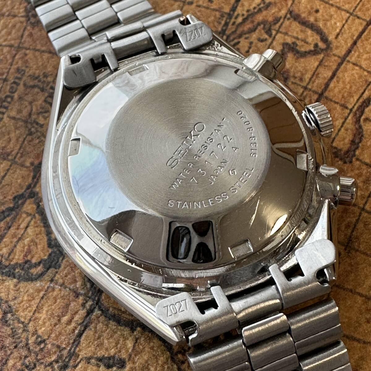 OH済★セイコー パンダ 白黒 6138-8020 クロノグラフ 日本語★ビンテージ時計 アンティーク時計 腕時計 自動巻き★スピードタイマー★1477_画像8