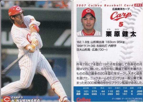 *2007 Calbee [ каштан .. futoshi ] BASEBALL CARD No.093: Hiroshima R3