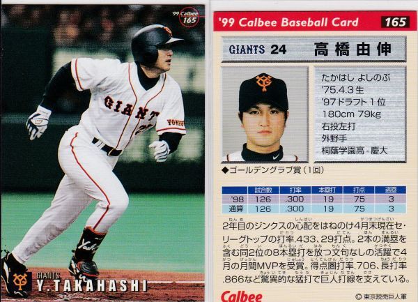 *1999 Calbee [ высота ...] BASBALL CARD No.165:. человек R2