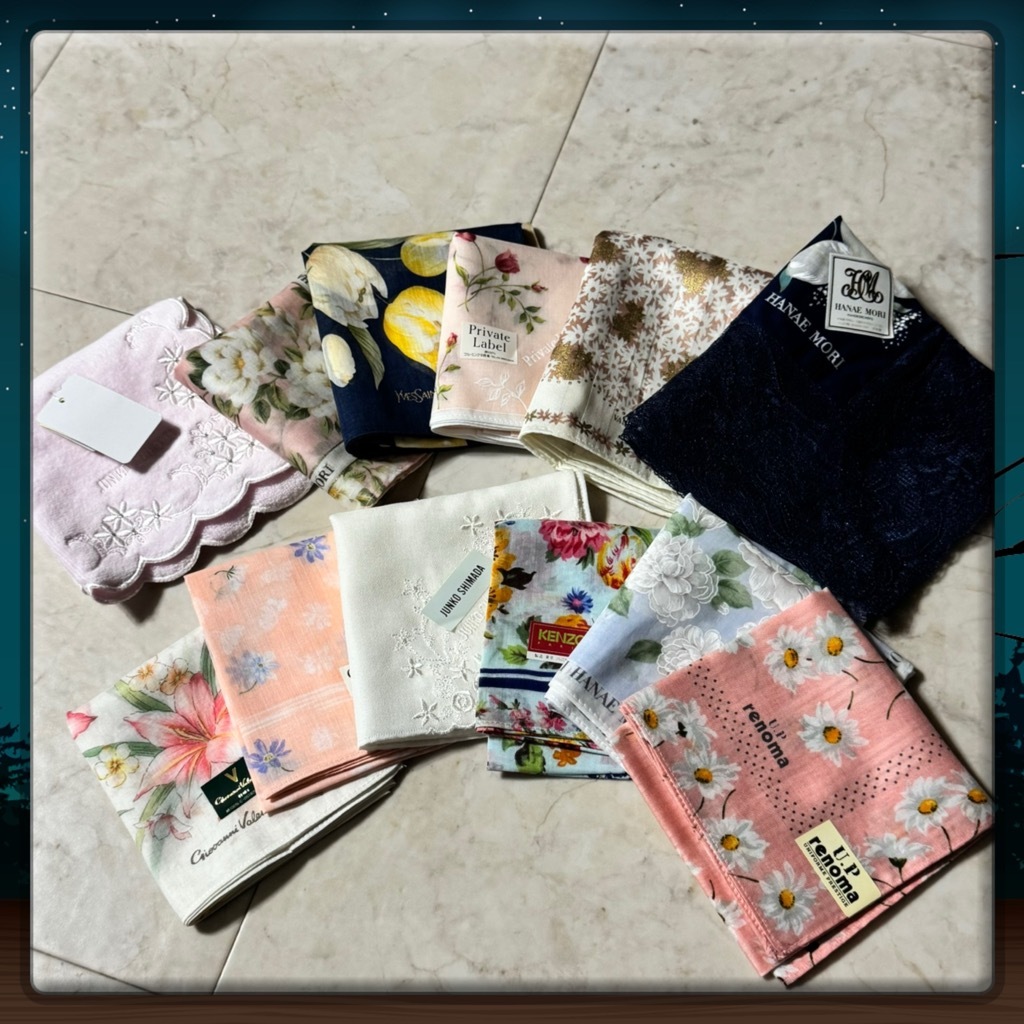 ③メーカー色々 レディース ハンカチ 12枚セット●レノマ イヴサンローラン ギラロッシュなど●未使用品 保管品_画像1